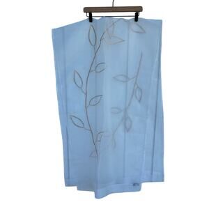 Two Sheer Curtain Panels, Embroidered, White and Champagne‎